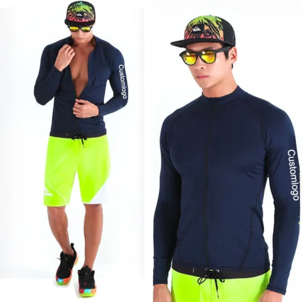 zipper front rash guard