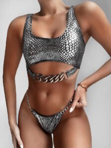 snakeskin bikini set women swimwear