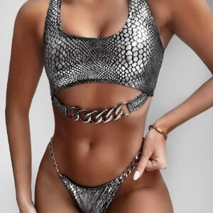 snakeskin bikini set women swimwear