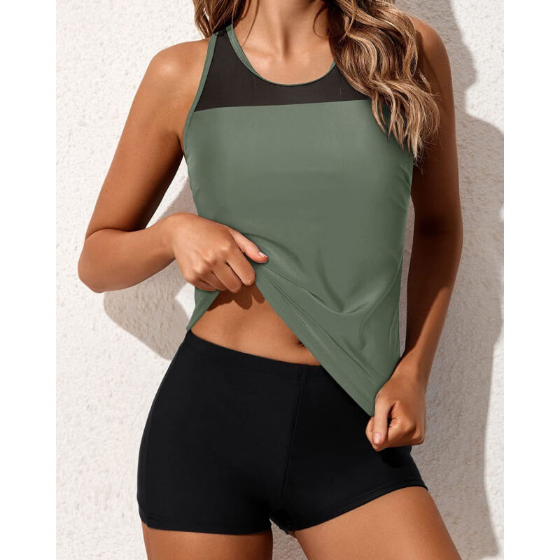 color block tankini women swimwear