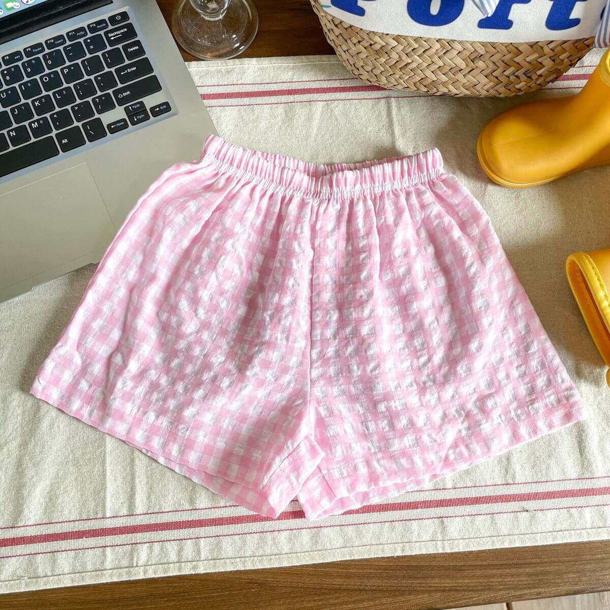 plaid print girls' shorts