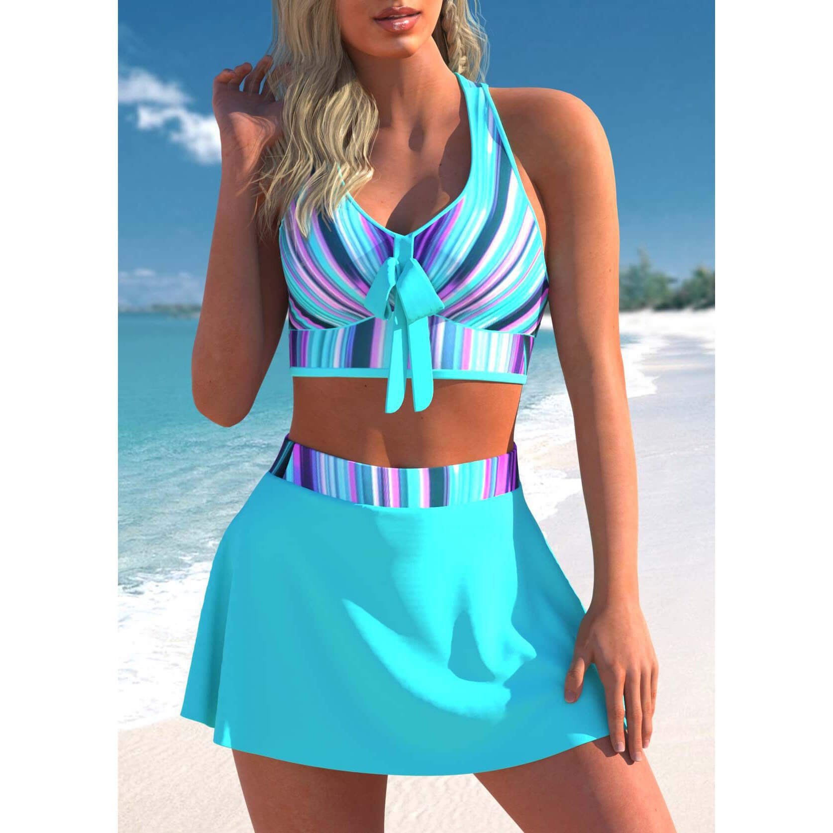 tankini with skirt women swimwear