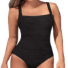 square neck one piece women swimwear