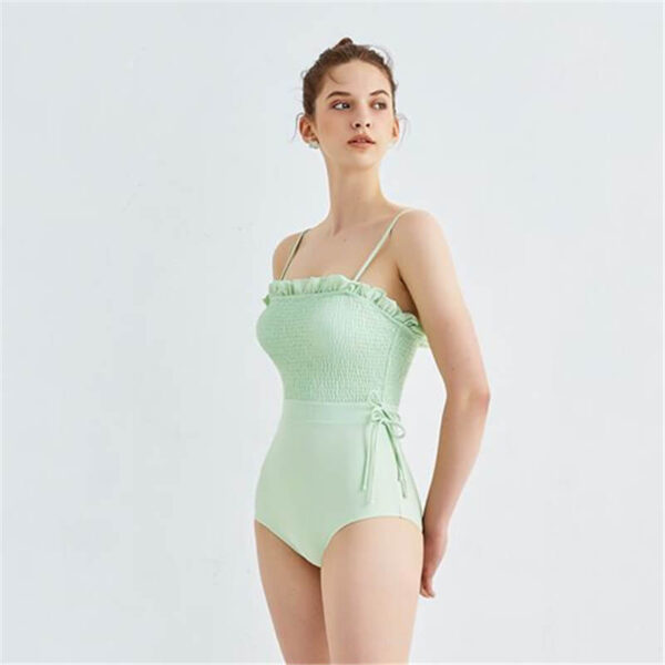 smocked one piece swimsuit women swimwear