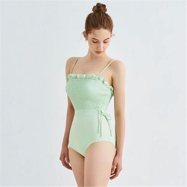 smocked one piece swimsuit women swimwear