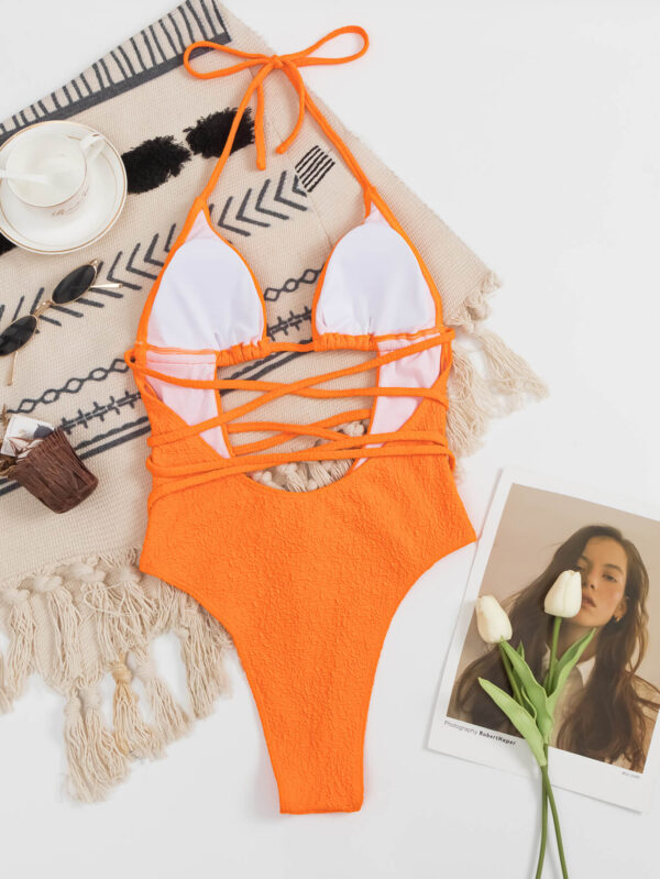 orange one piece swimsuit women swimwear