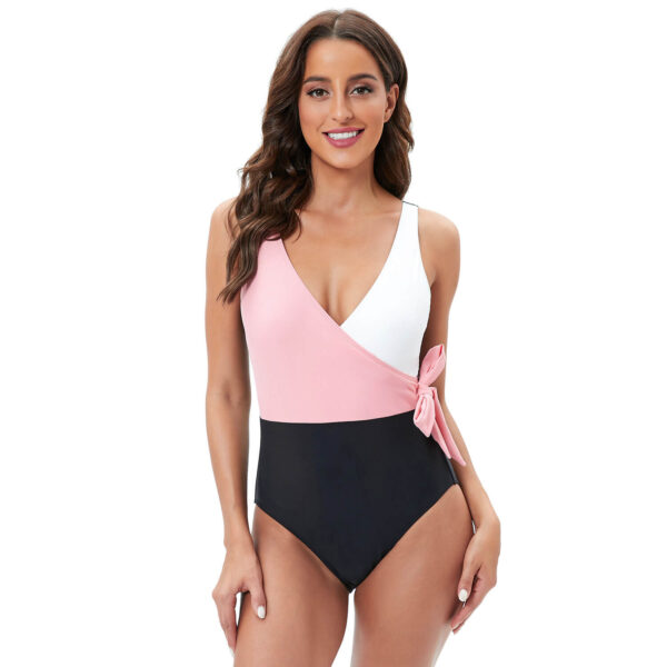 color block one piece swimsuit women swimwear