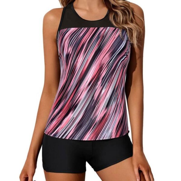 color block tankini women swimwear