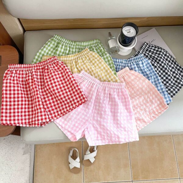 plaid print girls' shorts