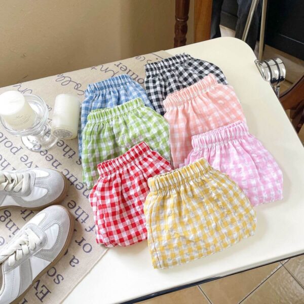 plaid print girls' shorts