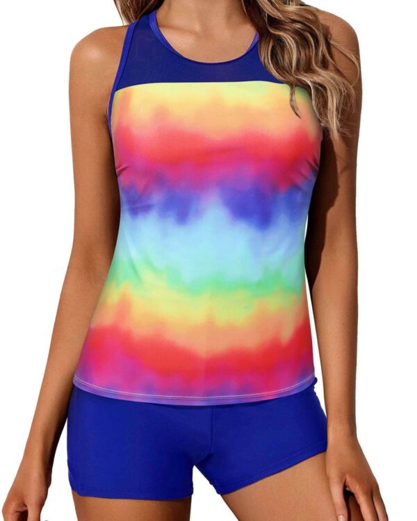 color block tankini women swimwear