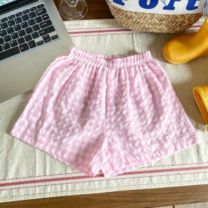 plaid print girls' shorts