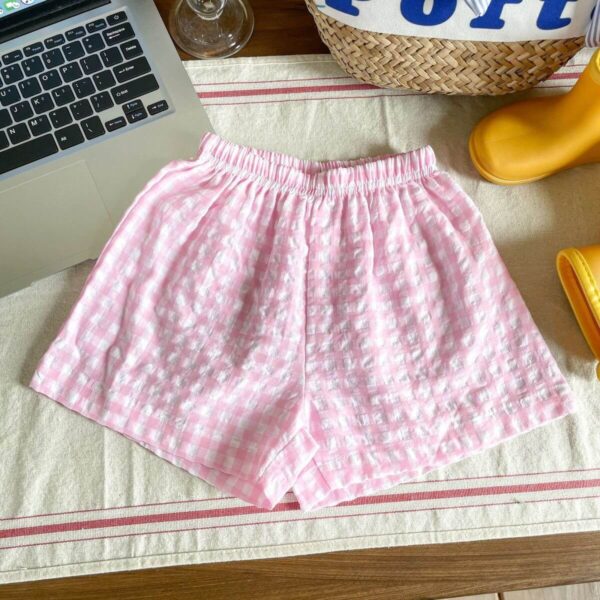 plaid print girls' shorts