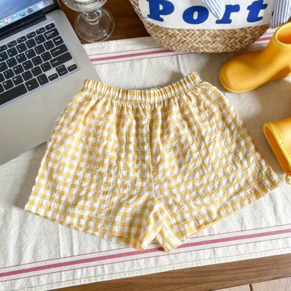 plaid print girls' shorts