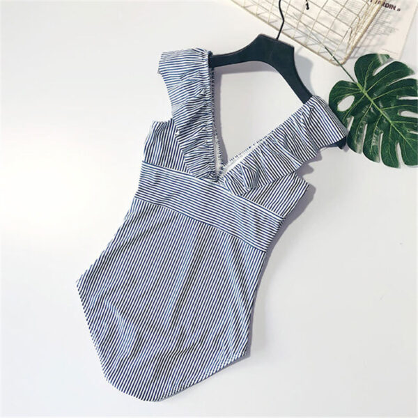 seersucker one piece swimsuit women swimwear