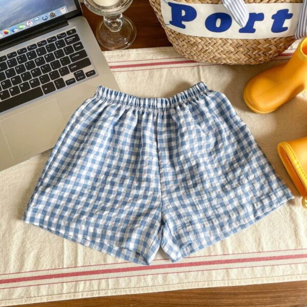 plaid print girls' shorts