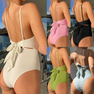 tie back one piece swimsuit women swimwear