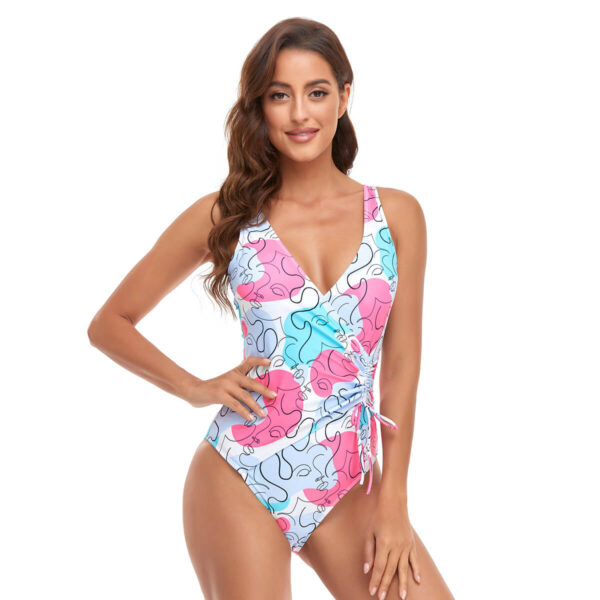 v neck one piece swimsuit women swimwear