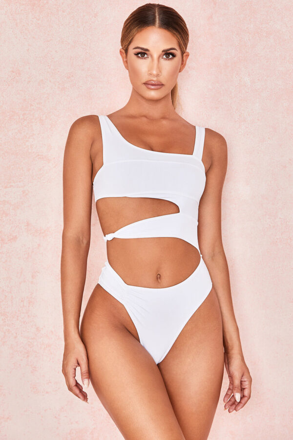 black/white cutout monokini swimsuit women swimwear