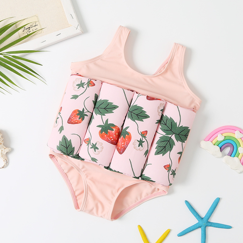 girls learn to swim strawberry floatsuit