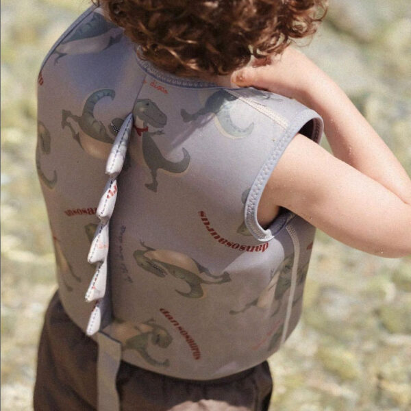 striped heart printed swim vest blue floatsuit