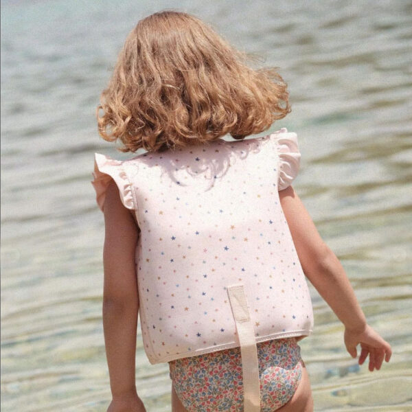 striped heart printed swim vest blue floatsuit