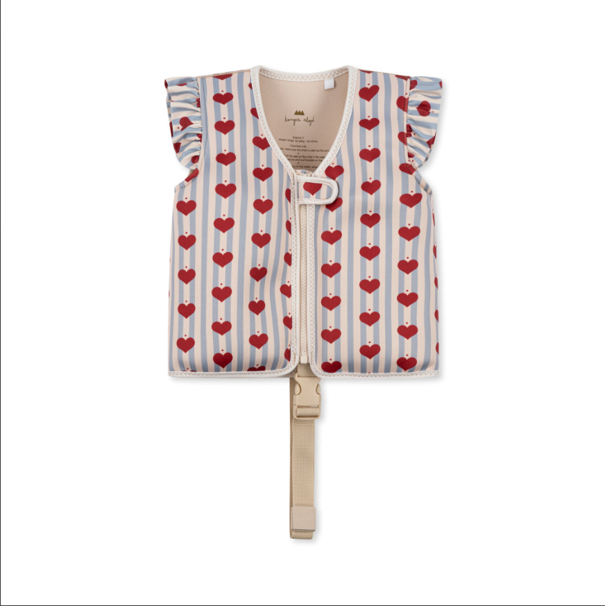 striped heart printed swim vest blue floatsuit