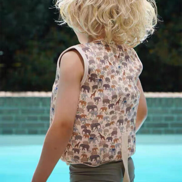 striped heart printed swim vest blue floatsuit