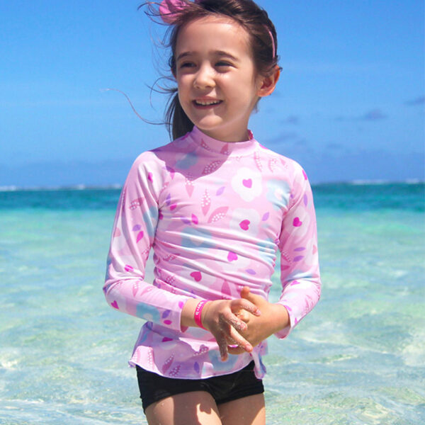 girls longsleeve rash guard two pieces swimsuit