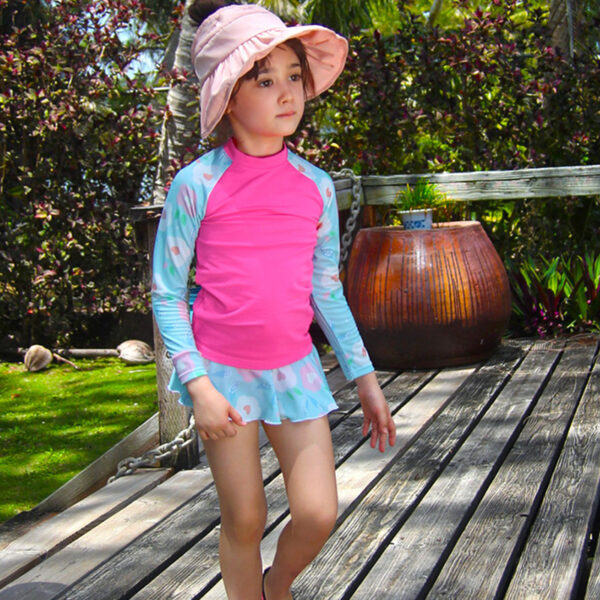 girls longsleeve rash guard two pieces swimsuit