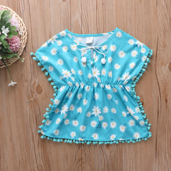 girls beach blouse cover up tassel tunic dress