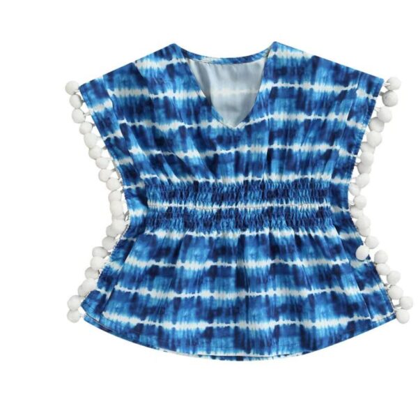 girls beach blouse cover up tassel tunic dress