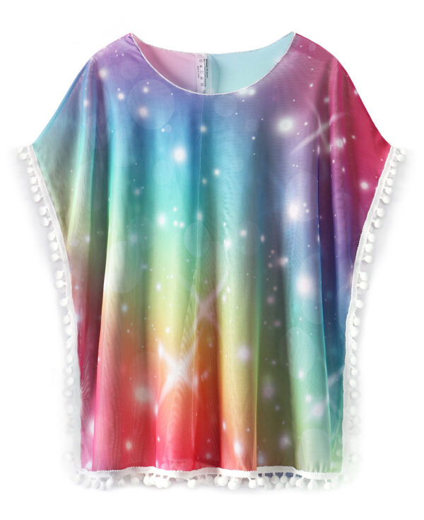 unicorn cover up for girls rainbow swimsuit beach dress top with pompom tassel