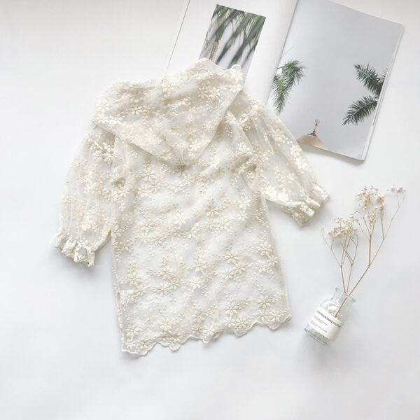 boho floral lace kimono open front sheer cover up long sleeve with hat