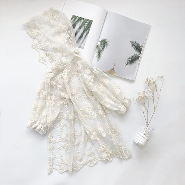 boho floral lace kimono open front sheer cover up long sleeve with hat