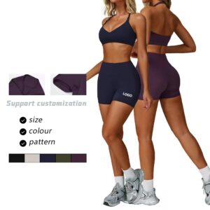 custom logo athletic workout training nylon spandex sports shorts for women