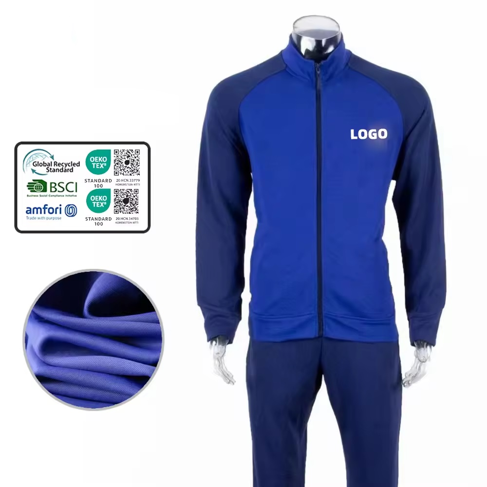 custom mens soccer tracksuit sets slim fit zipper football training tracksuit for men jogging